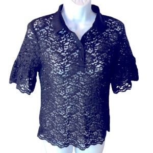 BANANA REPUBLIC NAVY BLUE LACE TOP • Sz XS